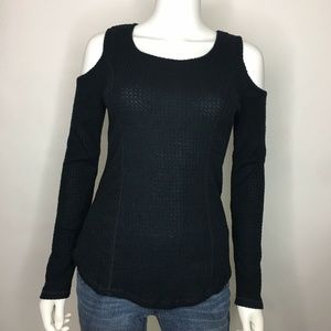 Ultra Flirt Women's Size M Black Thermal Top Knit